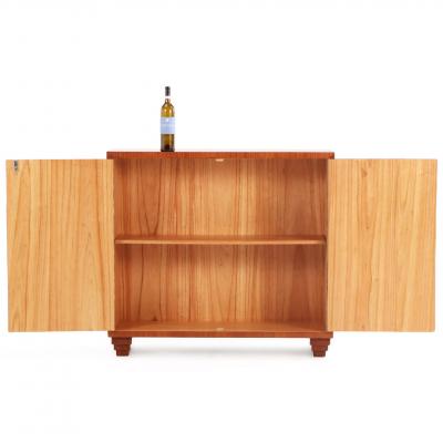 Jean Michel Frank Two Door Mahogany Parquet Cabinet in the manner of Jean Michel Frank