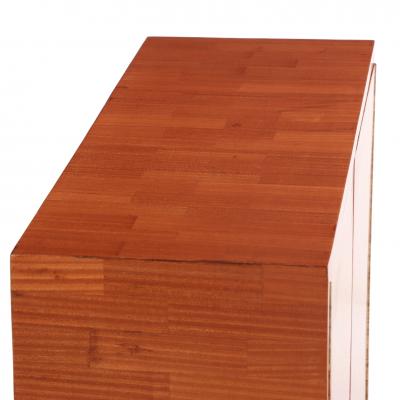 Jean Michel Frank Two Door Mahogany Parquet Cabinet in the manner of Jean Michel Frank