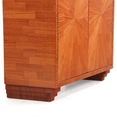 Jean Michel Frank Two Door Mahogany Parquet Cabinet in the manner of Jean Michel Frank