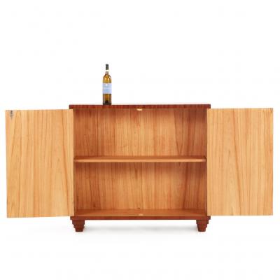 Jean Michel Frank Two Door Mahogany Parquet Cabinet in the manner of Jean Michel Frank
