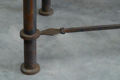 Jean Michel Frank Wonderful Art Deco Console Table in Patinated Iron and Tiles 1940s