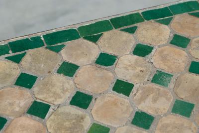 Jean Michel Frank Wonderful Art Deco Console Table in Patinated Iron and Tiles 1940s