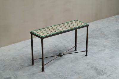Jean Michel Frank Wonderful Art Deco Console Table in Patinated Iron and Tiles 1940s
