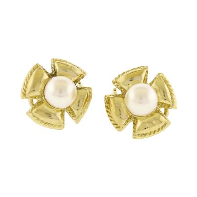Jean Michel Schlumberger Jean Schlumbeger for Tiffany Co Maltase Cross Pearl Earring