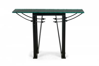Jean Michel Wilmotte French Iron and Mirrored Glass Console Table manner of Jean Michel Wilmotte