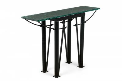 Jean Michel Wilmotte French Iron and Mirrored Glass Console Table manner of Jean Michel Wilmotte