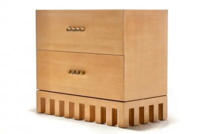 Jean Michel Wilmotte Jean Michel Wilmotte Two Drawer Palmer Chest in Cerused Oak with Brass Knobs