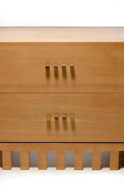 Jean Michel Wilmotte Jean Michel Wilmotte Two Drawer Palmer Chest in Cerused Oak with Brass Knobs