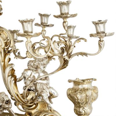 Jean Morel Very large antique silvered and gilt bronze centrepiece by Morel