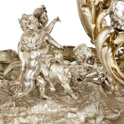 Jean Morel Very large antique silvered and gilt bronze centrepiece by Morel