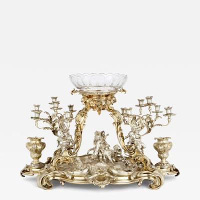 Jean Morel Very large antique silvered and gilt bronze centrepiece by Morel