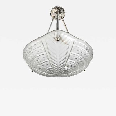 Jean Noverdy French Art Deco Pendant Chandelier by Noverdy