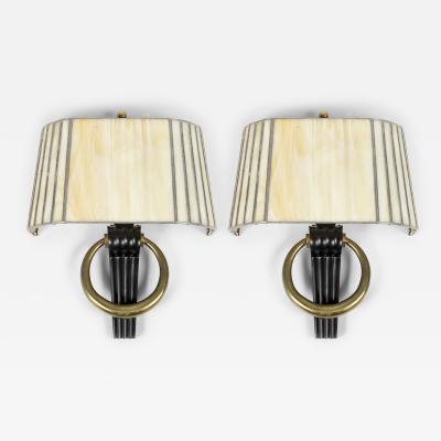 Jean Pascaud 1930s Bronze and glass sconces BY Jean Pascaud