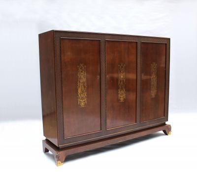 Jean Pascaud Fine French 1940s Cabinet Armoire by Jean Pascaud Marquetry by J D Malcles