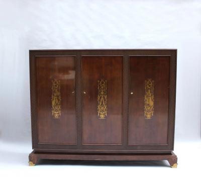 Jean Pascaud Fine French 1940s Desk and Cabinet by Jean Pascaud
