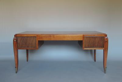 Jean Pascaud Fine French 1940s Walnut Desk by Jean Pascaud