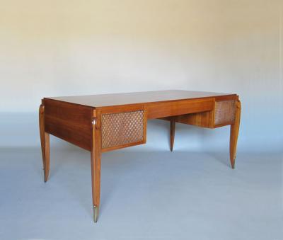 Jean Pascaud Fine French 1940s Walnut Desk by Jean Pascaud
