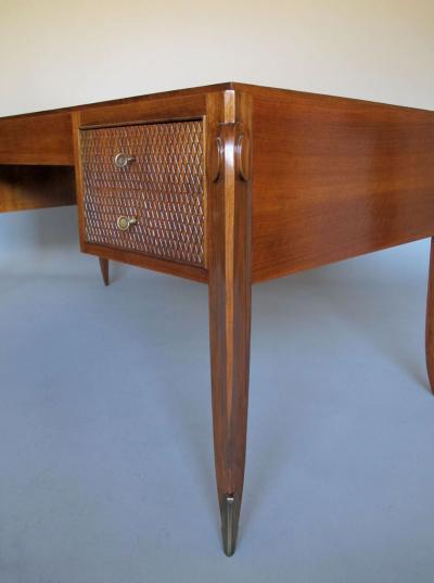 Jean Pascaud Fine French 1940s Walnut Desk by Jean Pascaud