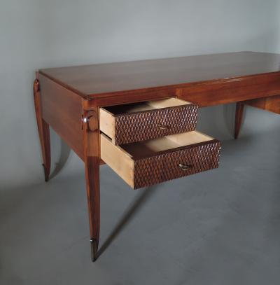 Jean Pascaud Fine French 1940s Walnut Desk by Jean Pascaud