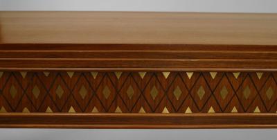 Jean Pascaud French 1940s Metal Inlaid Palisander Wood Dining Table