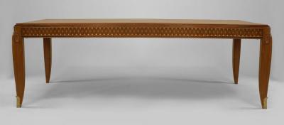 Jean Pascaud French 1940s Metal Inlaid Palisander Wood Dining Table