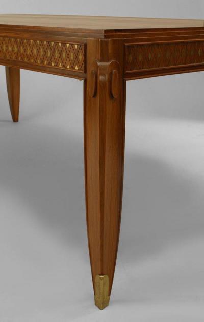 Jean Pascaud French 1940s Metal Inlaid Palisander Wood Dining Table