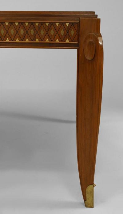 Jean Pascaud French 1940s Metal Inlaid Palisander Wood Dining Table