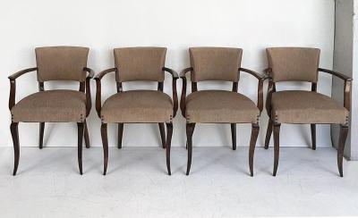 Jean Pascaud French Art Deco Beech Wood Armchairs by Jean Pascaud Two Pairs Available c1940s