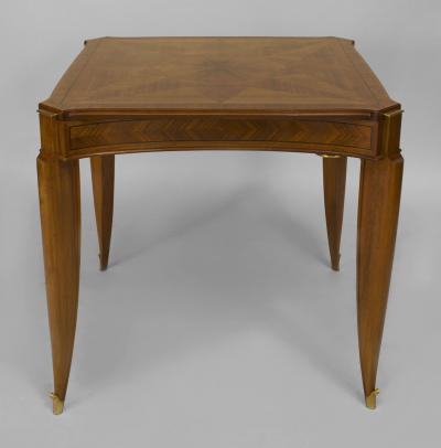 Jean Pascaud French Art Deco Light Mahogany Square Game Table