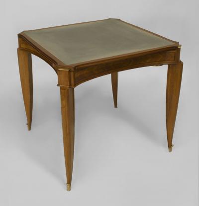 Jean Pascaud French Art Deco Light Mahogany Square Game Table