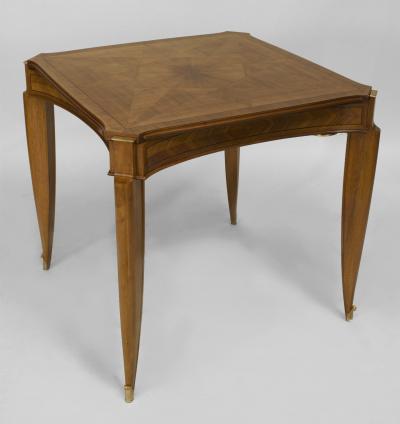 Jean Pascaud French Art Deco Light Mahogany Square Game Table