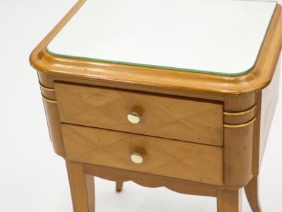 Jean Pascaud French sycamore brass Night Stands 2 drawers by Jean Pascaud 1940s