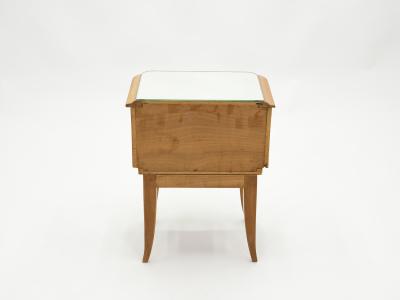 Jean Pascaud French sycamore brass Night Stands 2 drawers by Jean Pascaud 1940s