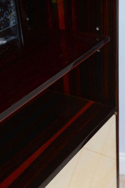 Jean Pascaud Jean Pascaud Art Deco French Ebony De Macassar and Parchment Bookcase