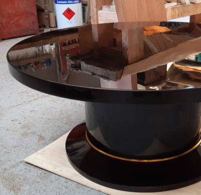 Jean Pascaud Jean pascaud superb chicest large black lacquered round coffee table