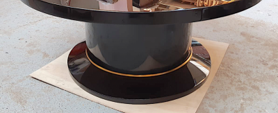 Jean Pascaud Jean pascaud superb chicest large black lacquered round coffee table