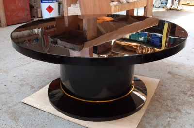 Jean Pascaud Jean pascaud superb chicest large black lacquered round coffee table