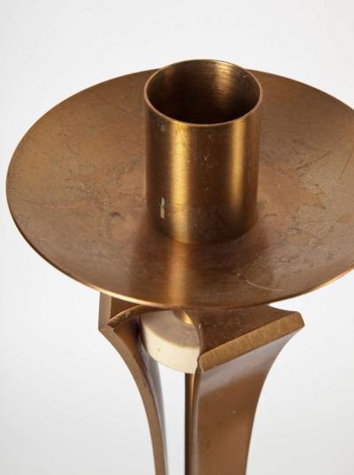 Jean Pascaud Pair of Bronze Candleholders by Jean Pascaud