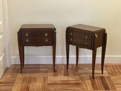 Jean Pascaud Pair of French Art Deco Mahogany Bedside Tables France 1940s