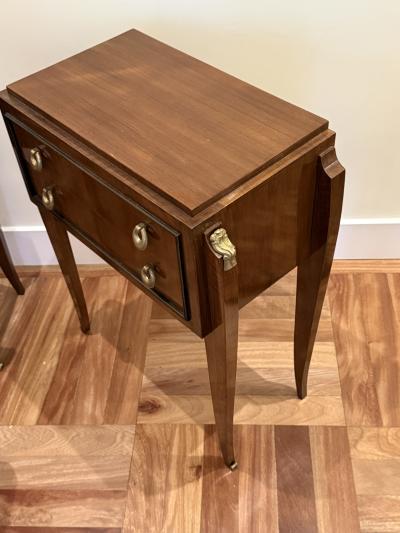 Jean Pascaud Pair of French Art Deco Mahogany Bedside Tables France 1940s