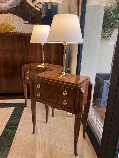Jean Pascaud Pair of French Art Deco Mahogany Bedside Tables France 1940s