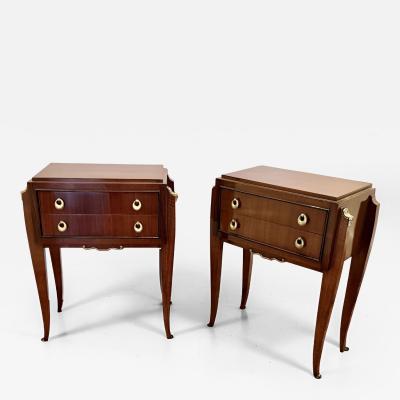 Jean Pascaud Pair of French Art Deco Mahogany Bedside Tables France 1940s
