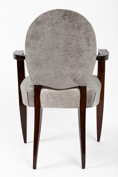 Jean Pascaud Pair of French Art Deco Oval Back Armchairs By Jean Pascaud