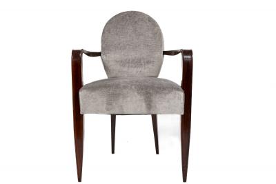 Jean Pascaud Pair of French Art Deco Oval Back Armchairs By Jean Pascaud