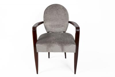 Jean Pascaud Pair of French Art Deco Oval Back Armchairs By Jean Pascaud