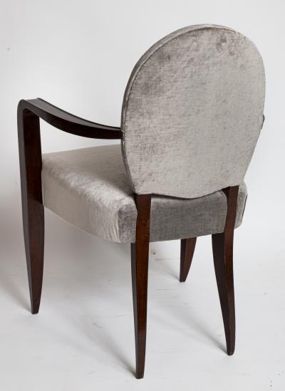 Jean Pascaud Pair of French Art Deco Oval Back Armchairs By Jean Pascaud