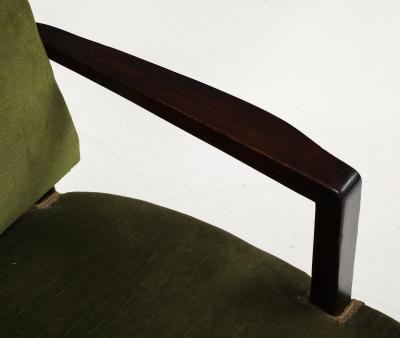 Jean Pascaud Pair of Jean Pascaud Ebonized Mahogany Velvet Round Back Chairs France 1935