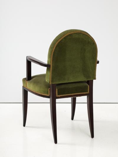 Jean Pascaud Pair of Jean Pascaud Ebonized Mahogany Velvet Round Back Chairs France 1935