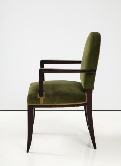 Jean Pascaud Pair of Jean Pascaud Ebonized Mahogany Velvet Round Back Chairs France 1935