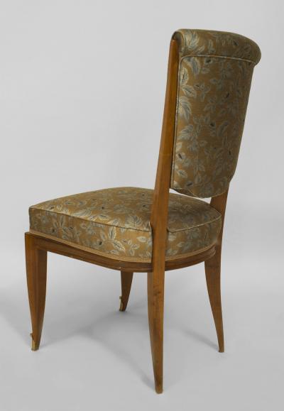 Jean Pascaud Set of 4 French Art Deco Light Mahogany Side Chairs